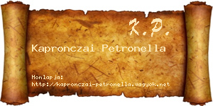 Kapronczai Petronella névjegykártya